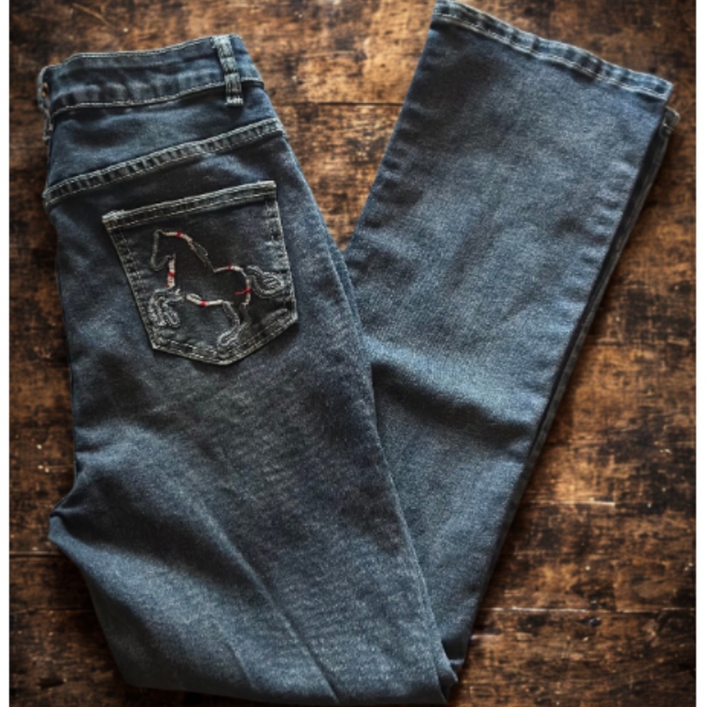 Boot Cut Jeans w/ Horse Stitch Detail (L)
